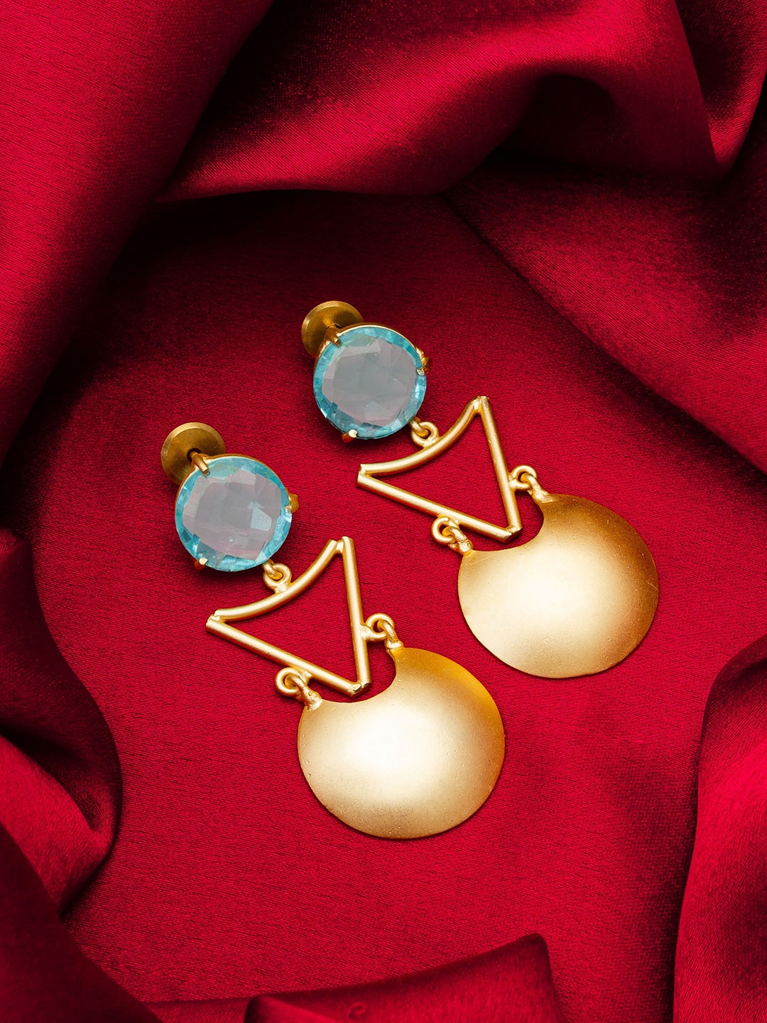 

aadita Gold-Plated Stone-Studded Drop Earrings