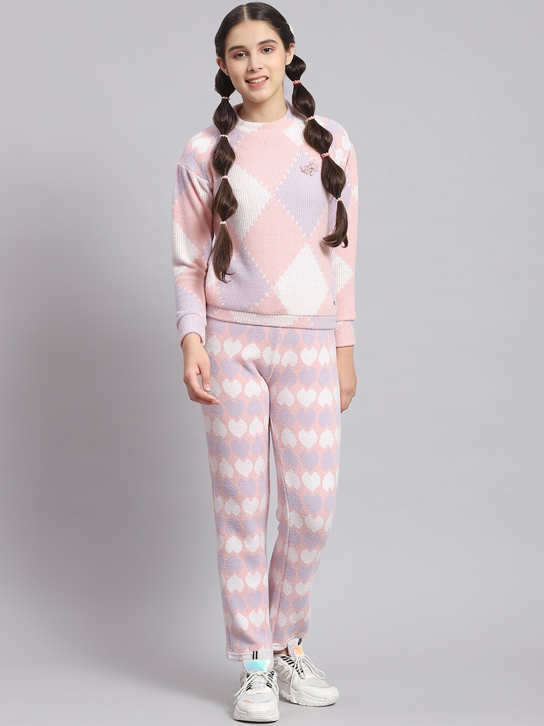 

Monte Carlo Girls Geometric Printed Tracksuits, Peach