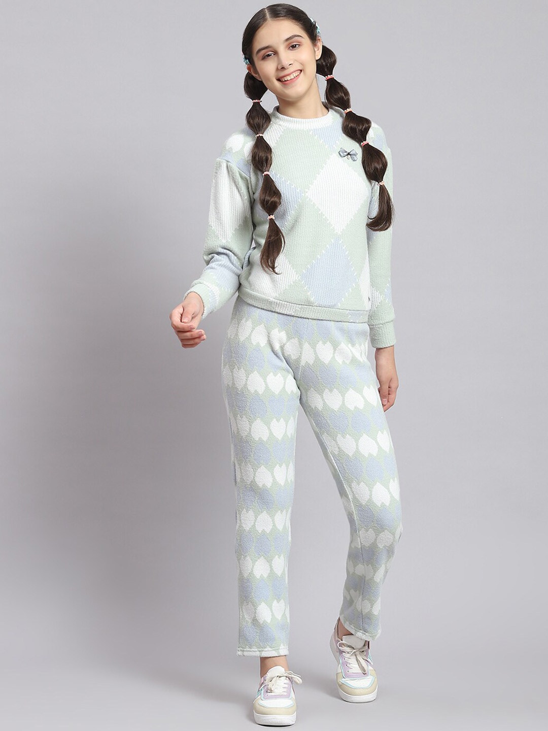 

Monte Carlo Girls Geometric Printed Tracksuits, Green