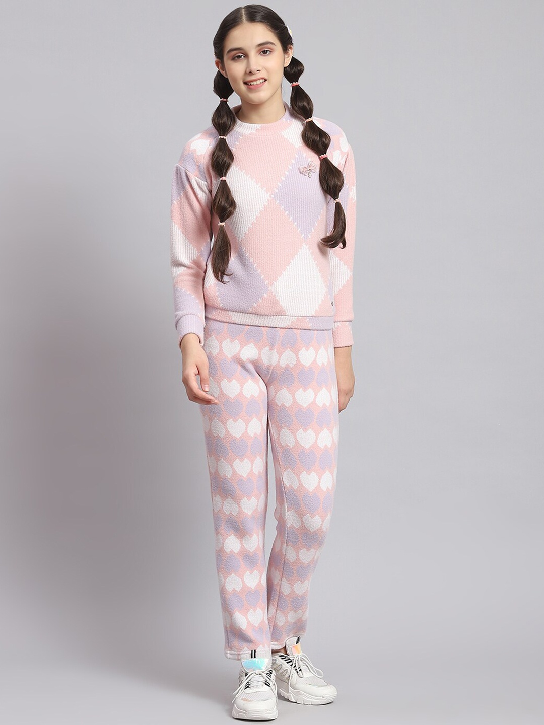 

Monte Carlo Girls Geometric Printed Tracksuits, Peach