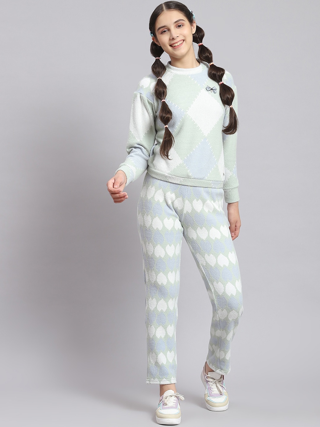 

Monte Carlo Girls Geometric Printed Tracksuit, Green