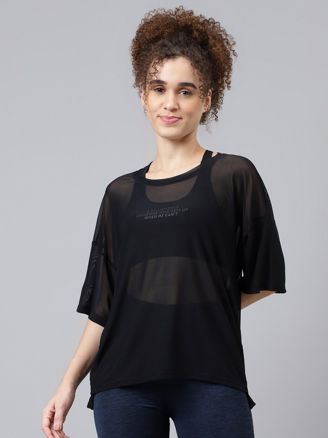 

MKH Typography Printed Drop-Shoulder Sleeves Dri-FIT T-shirt, Black