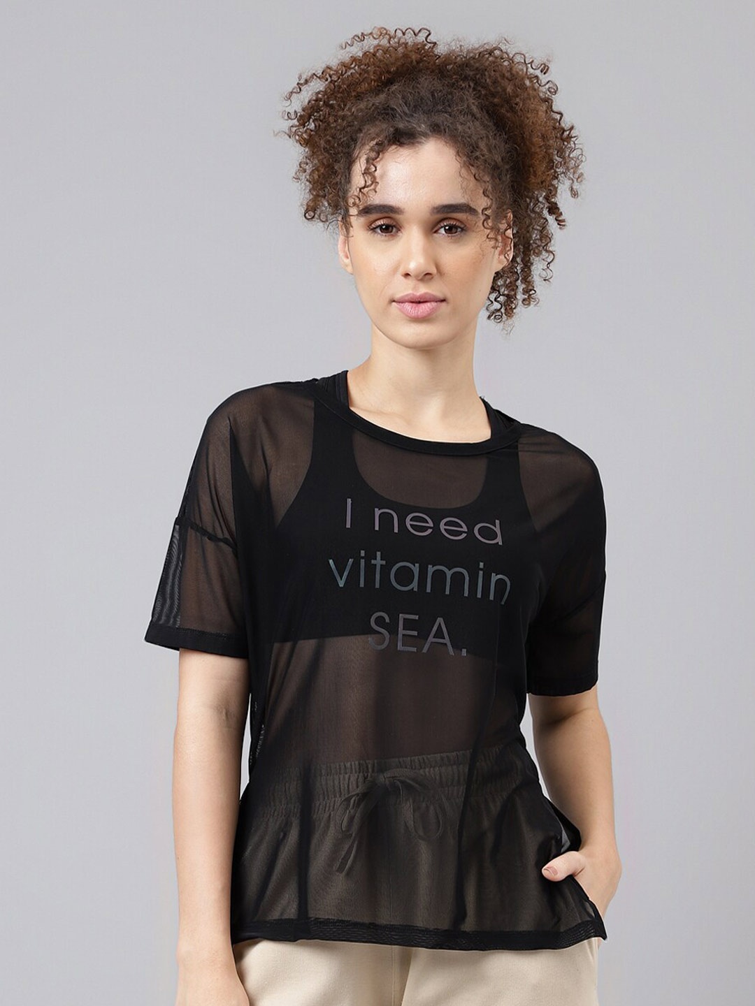 

MKH Typography Printed Dri-Fit Relaxed Fit Training or Gym T-Shirt, Black