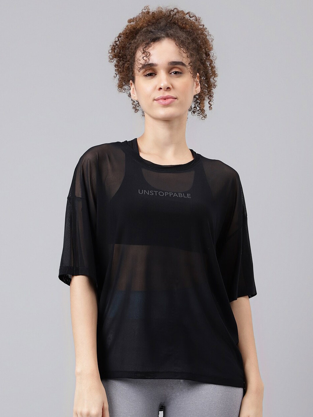 

MKH Typography Printed Relaxed Fit Sheer Dri-FIT T-shirt, Black