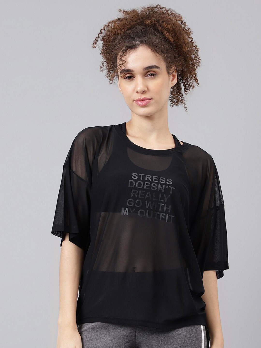 

MKH Typography Printed Drop-Shoulder Sleeves Dri-FIT T-shirt, Black