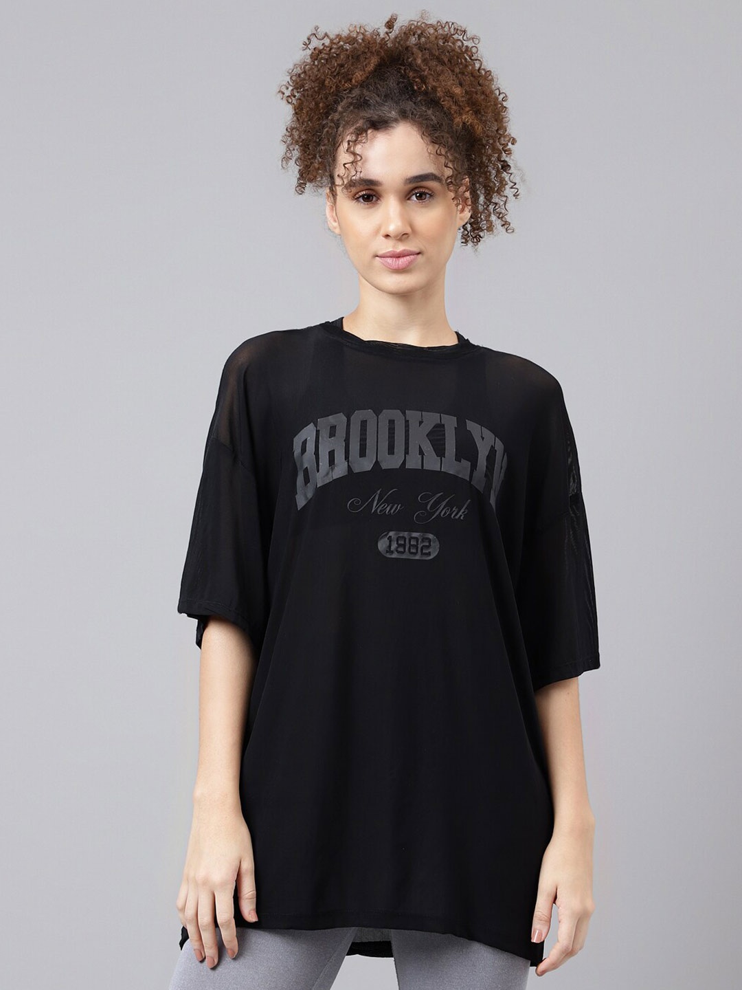 

MKH Typography Printed Drop-Shoulder Sleeves Dri-FIT T-shirt, Black
