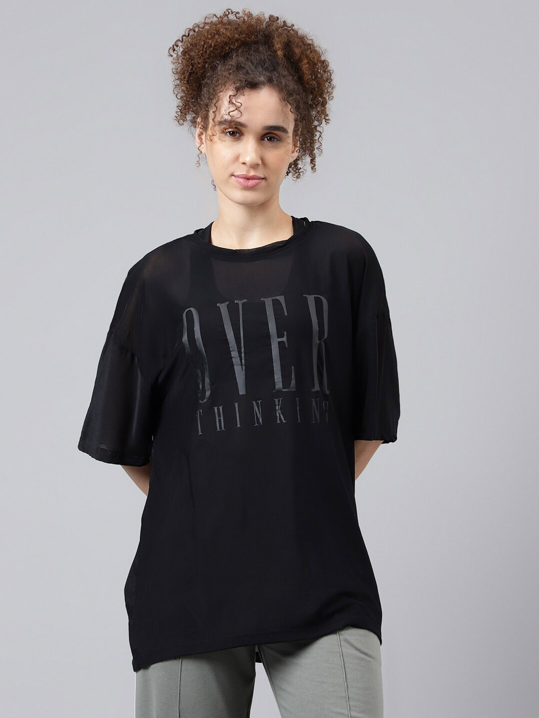 

MKH Typography Printed Relaxed Fit Sheer Dri-FIT T-shirt, Black