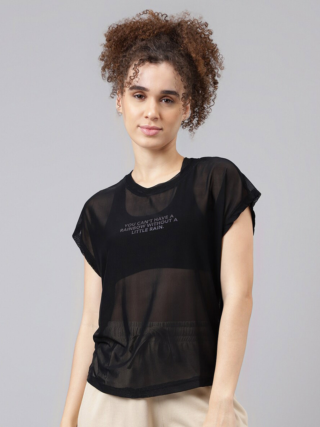 

MKH Typography Printed Relaxed Fit Sheer Dri-FIT T-shirt, Black