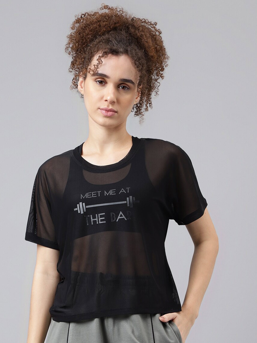 

MKH Typography Printed Extended Sleeves Relaxed Fit Dri-FIT T-shirt, Black