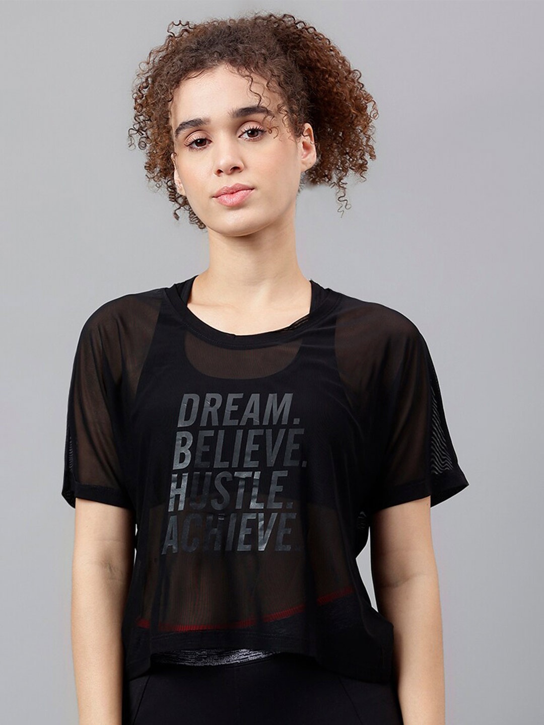 MKH Typography Printed Relaxed Fit Sheer Dri-FIT T-shirt, Black