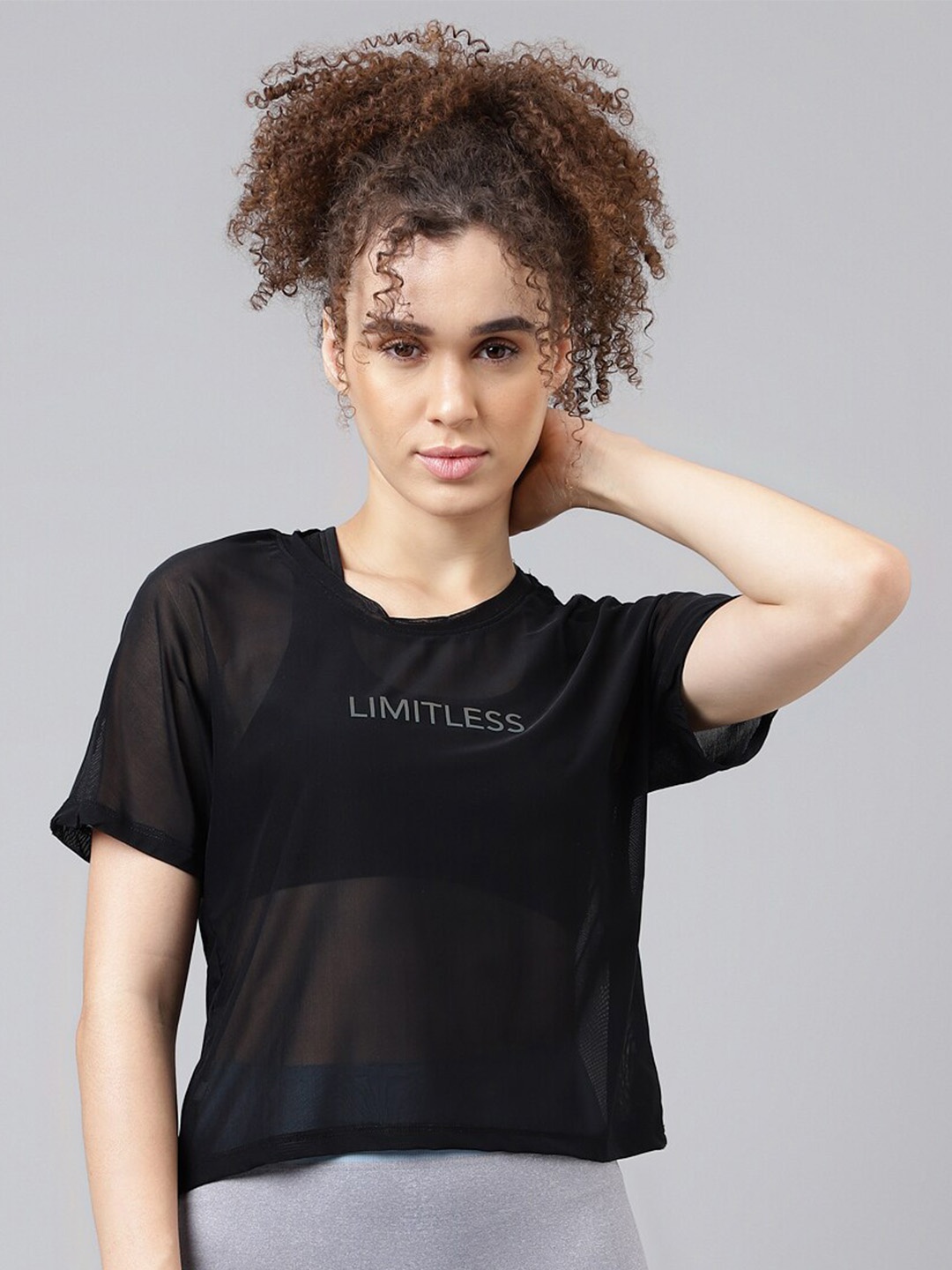 

MKH Typography Printed Extended Sleeves Relaxed Fit Dri-FIT T-shirt, Black