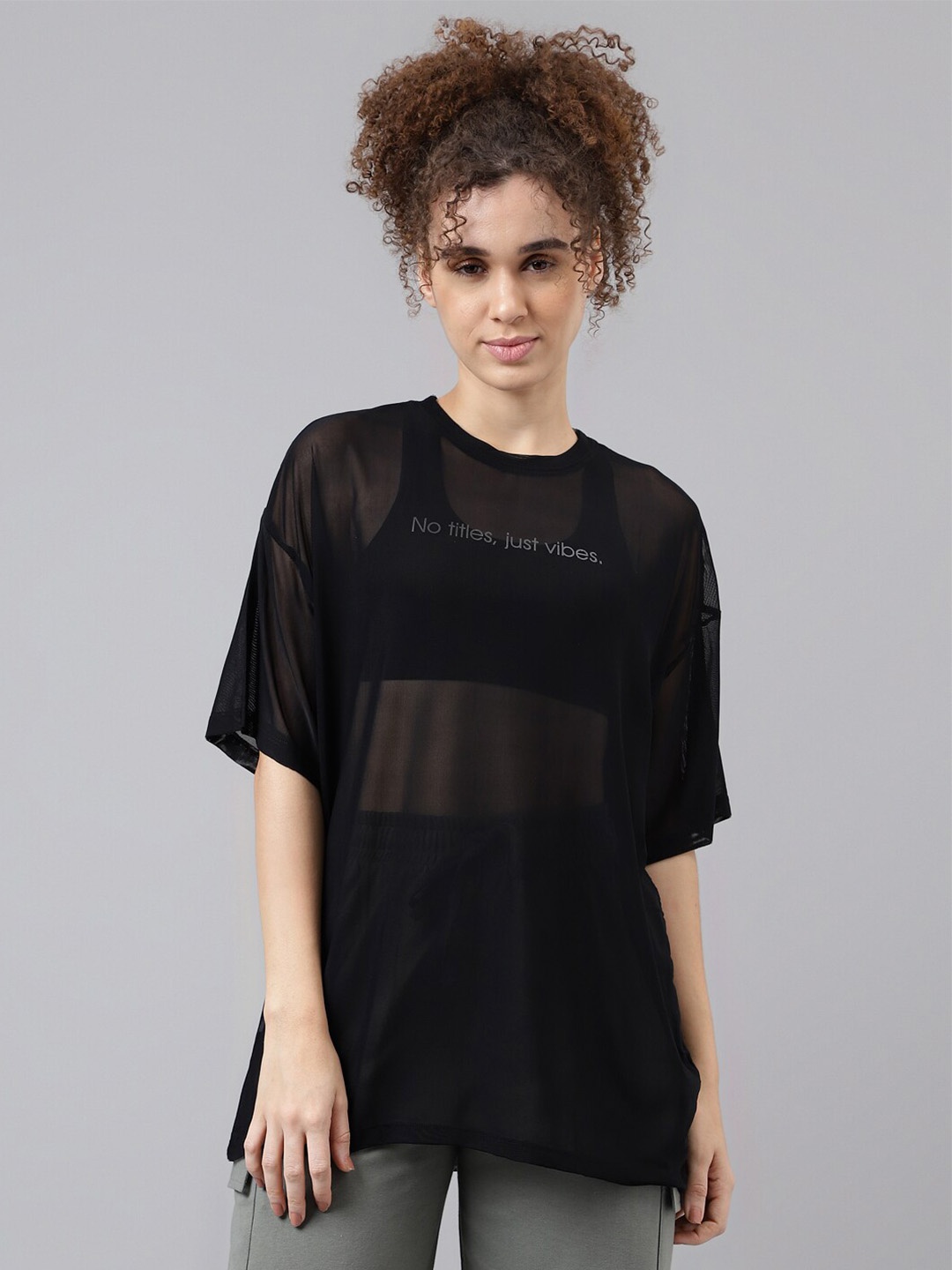 

MKH Typography Printed Drop-Shoulder Sleeves Dri-FIT T-shirt, Black