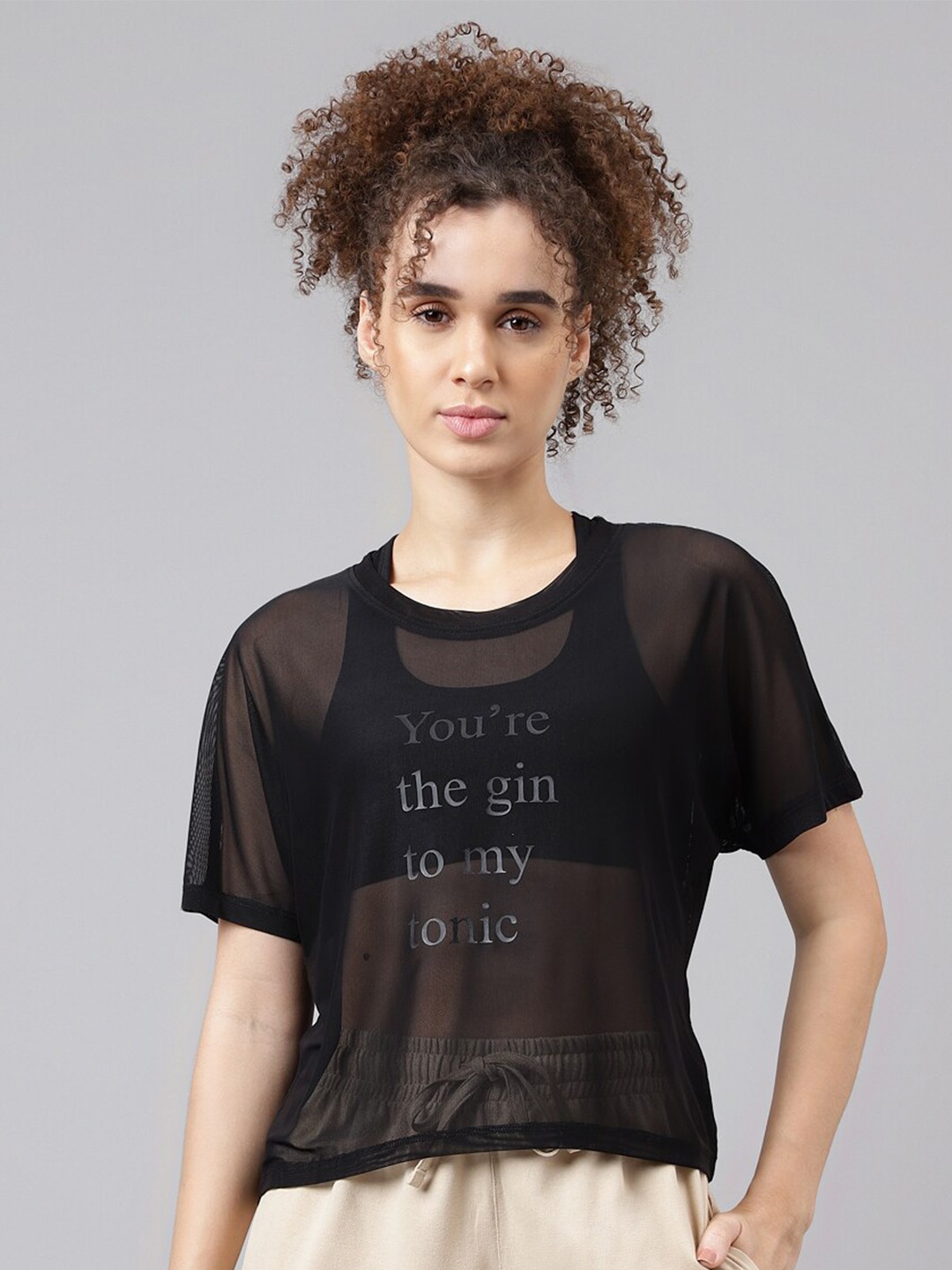 

MKH Typography Printed Relaxed Fit Sheer Dri-FIT T-shirt, Black