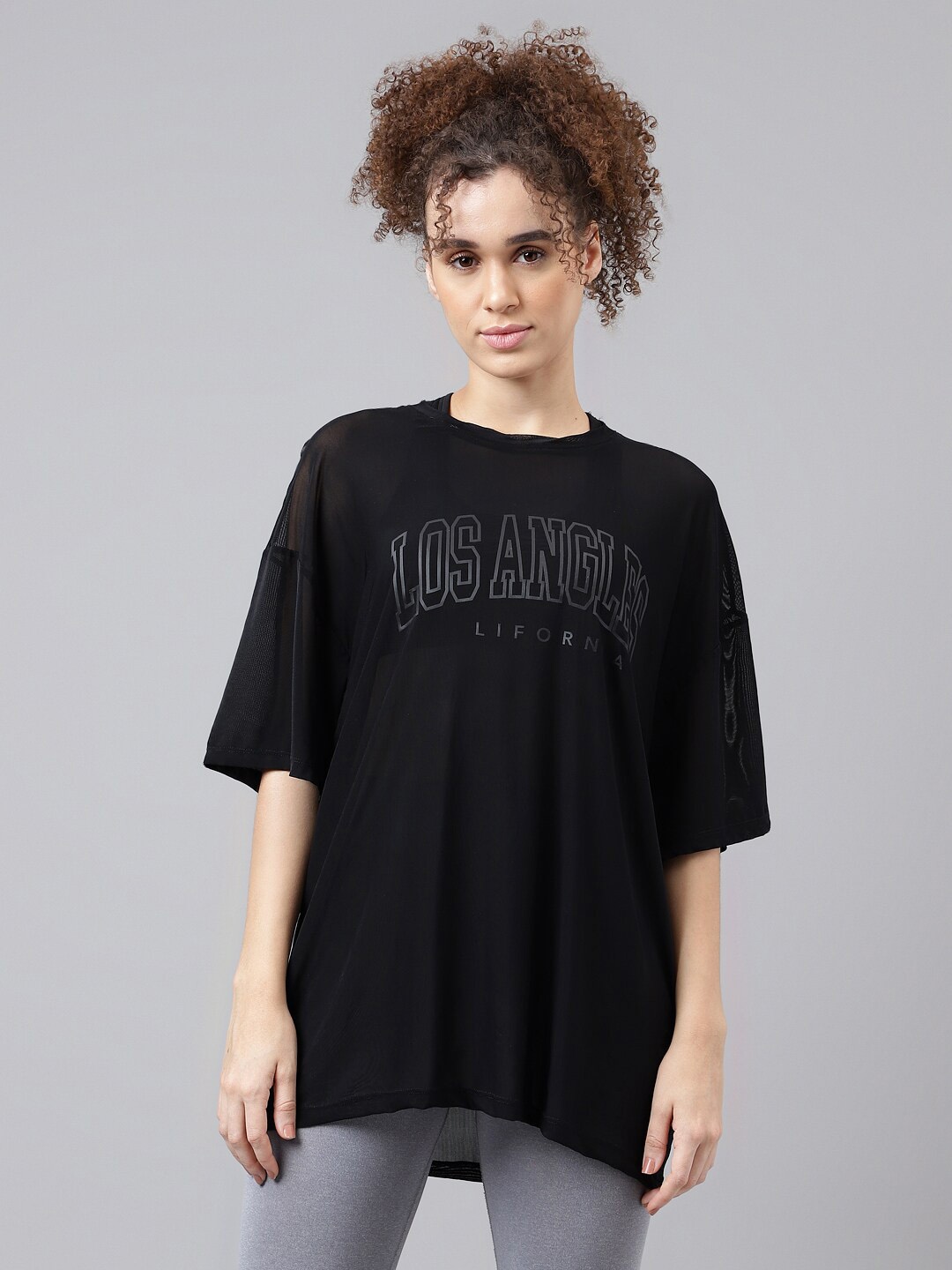 MKH Typography Printed Drop-Shoulder Sleeves Relaxed Fit Dri-FIT T-shirt, Black