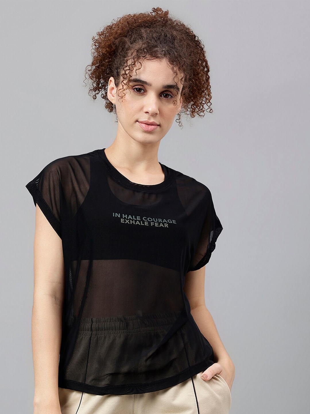 

MKH Typography Printed Extended Sleeves Relaxed Fit Dri-FIT T-shirt, Black