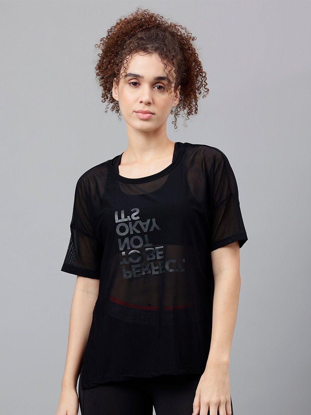 

MKH Typography Printed Drop-Shoulder Sleeves Dri-FIT T-shirt, Black