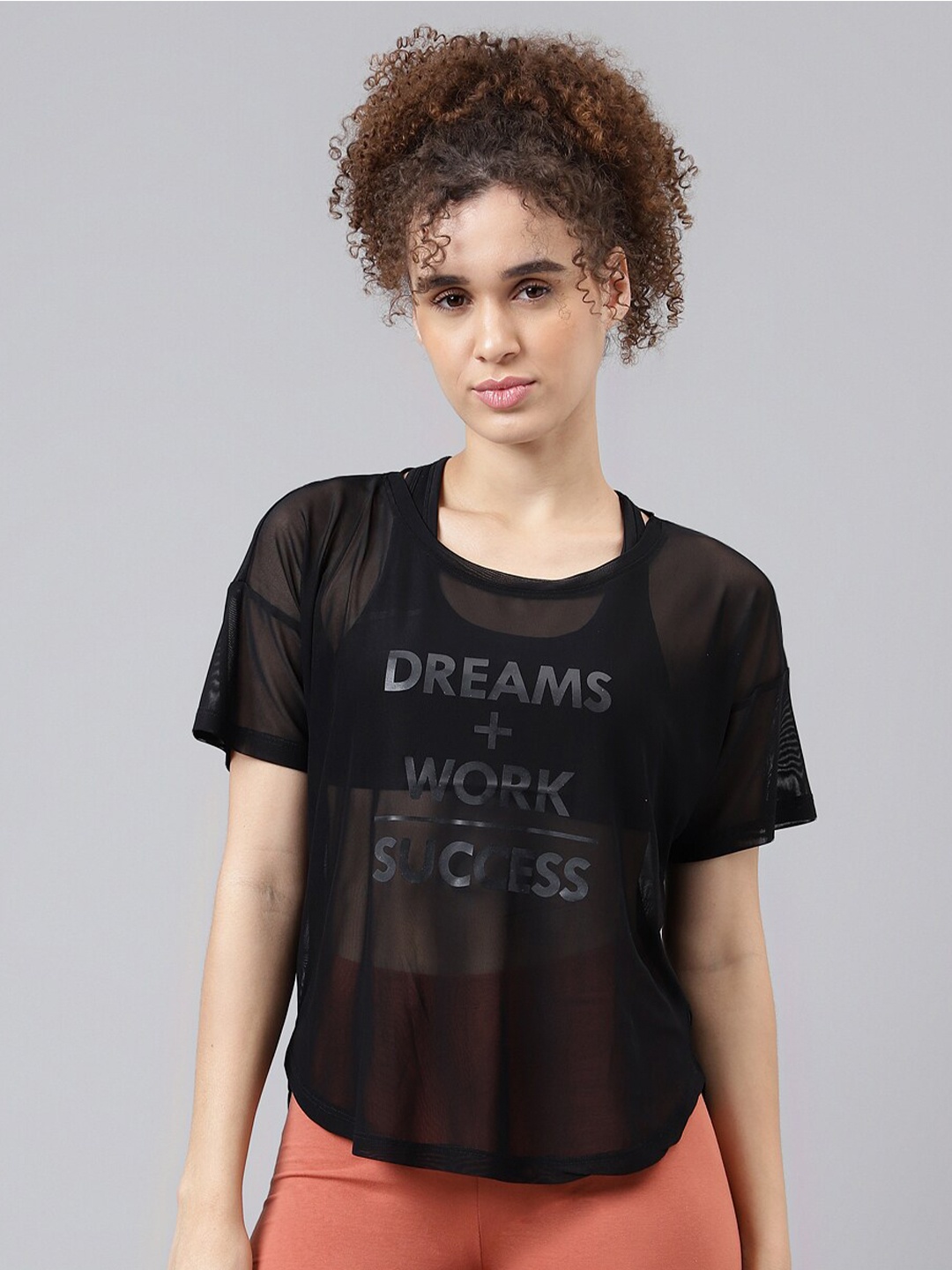 

MKH Typography Printed Drop-Shoulder Sleeves Relaxed Fit Dri-FIT T-shirt, Black