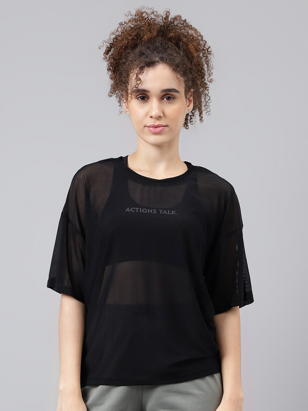 MKH Typography Printed Dri-FIT Relaxed Fit Sports T-shirt, Black