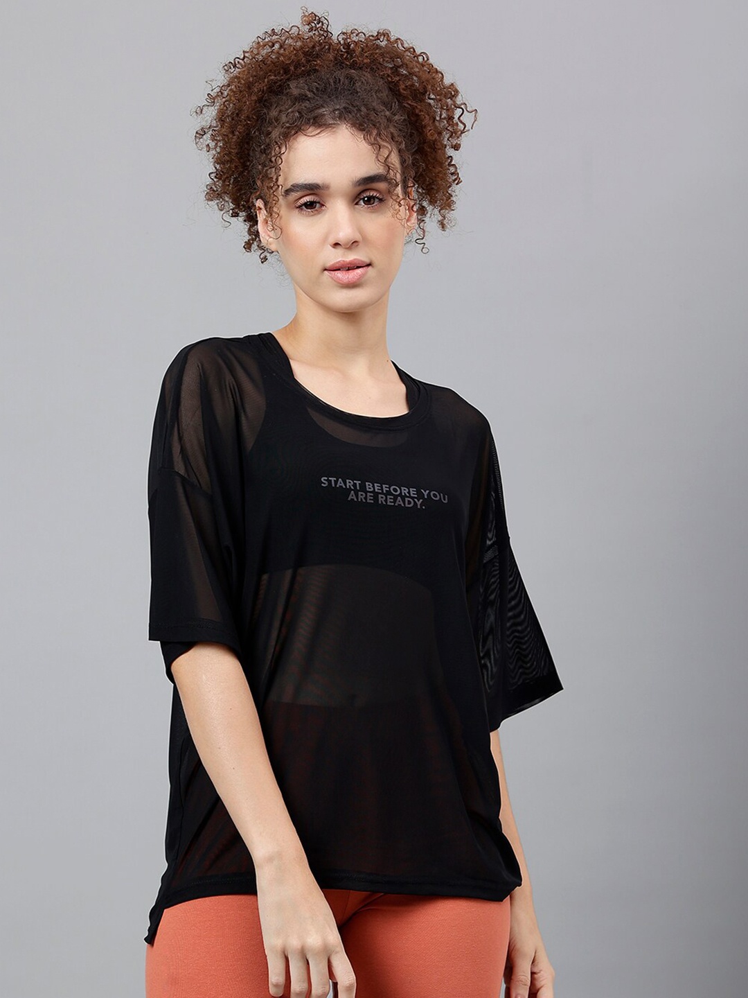 

MKH Typography Printed Drop-Shoulder Sleeves Dri-FIT T-shirt, Black