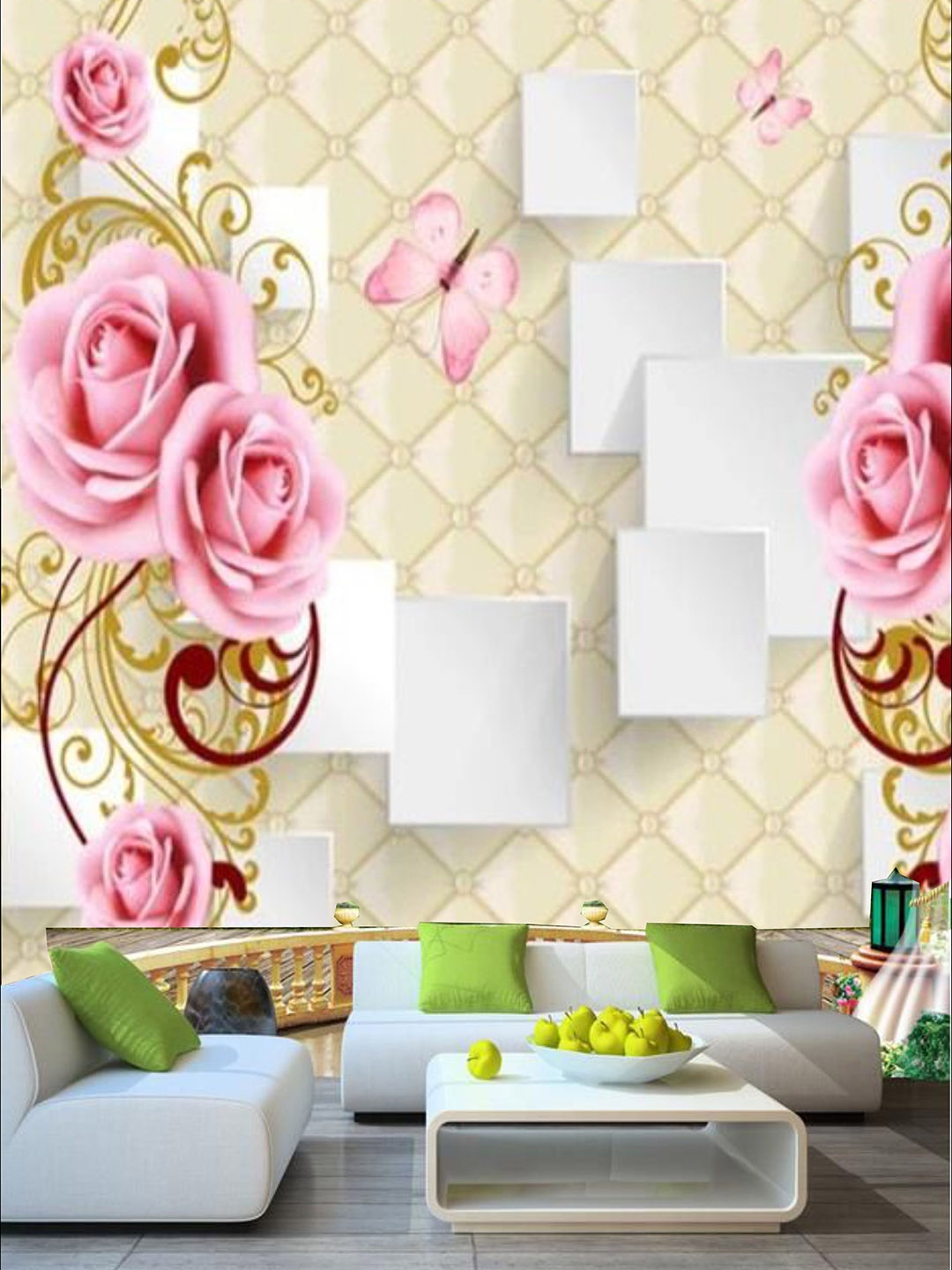 

KSHIRSA Beige Floral-Printed Self Adhesive Removable Waterproof Wallpaper