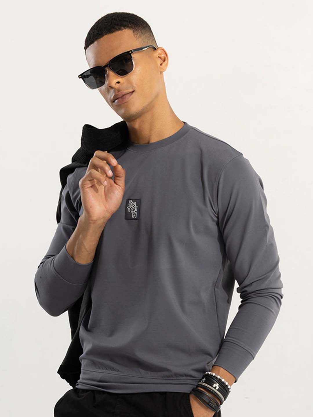 

Snitch Grey Round Neck Long Sleeves Pullover
