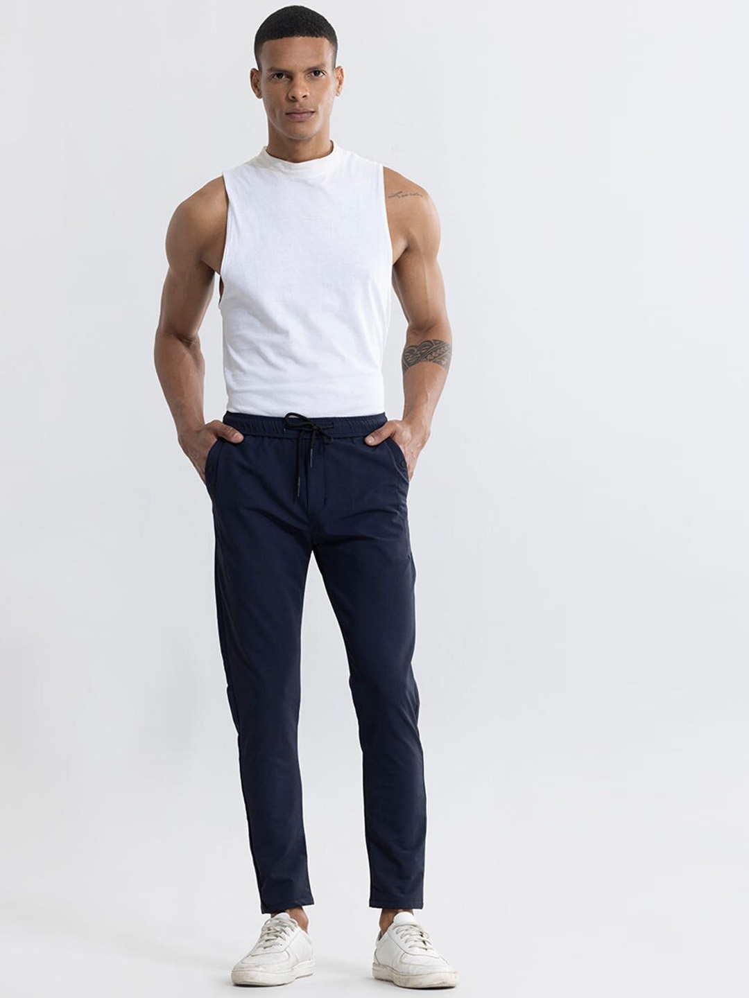 

Snitch Men Navy Blue Slim Fit Trousers