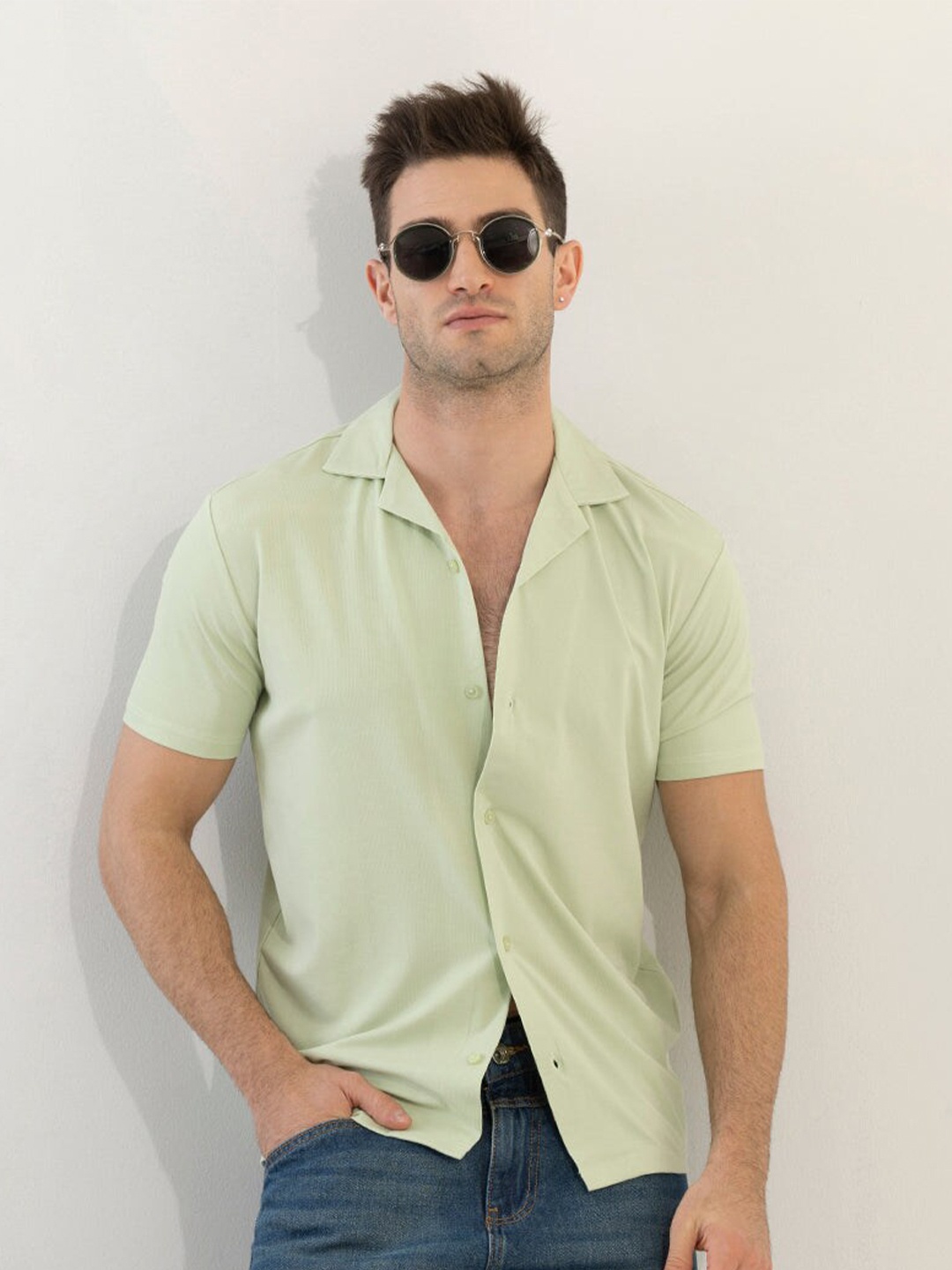 

Snitch Classic Slim Fit Casual Shirt, Green