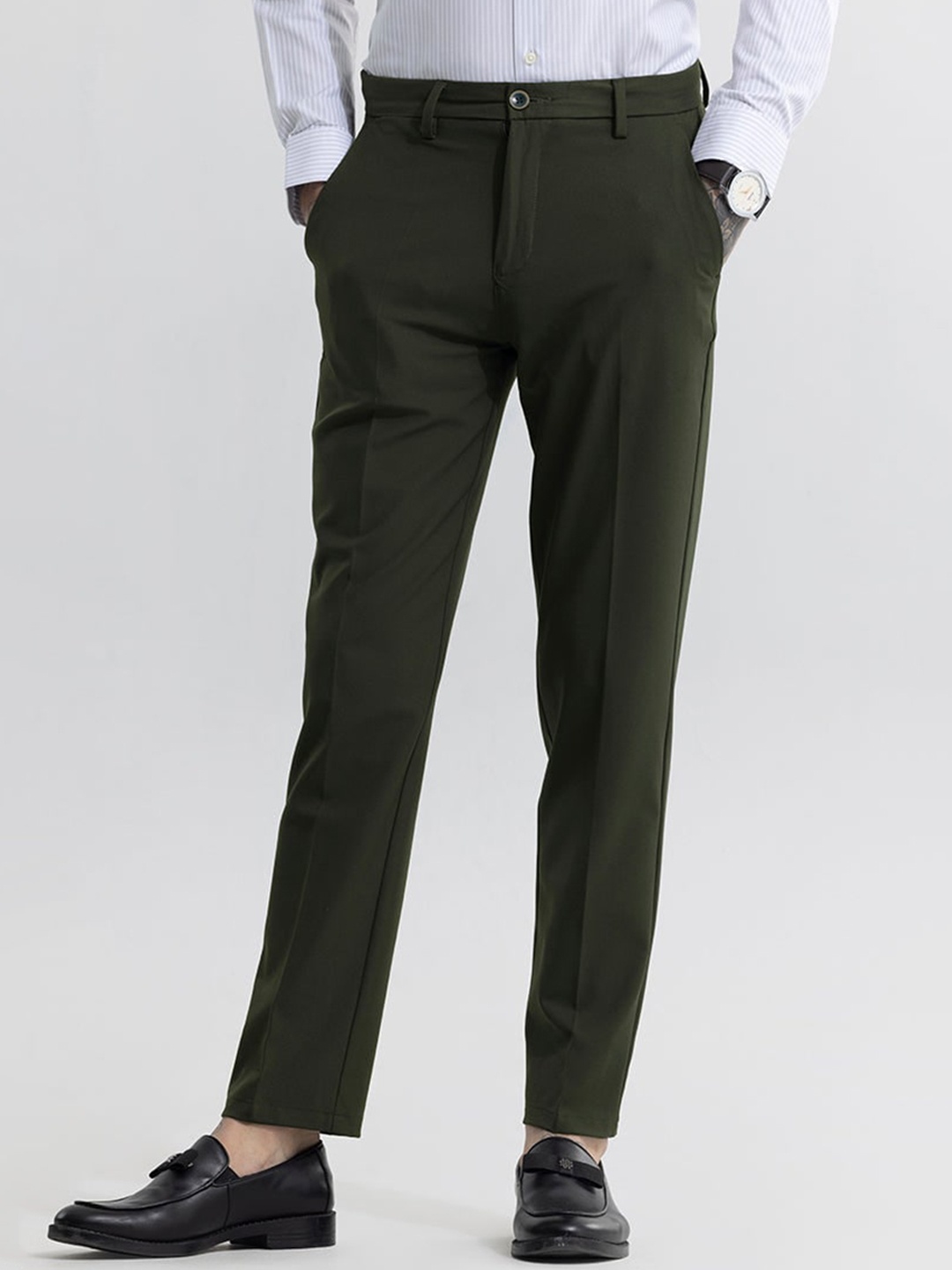 

Snitch Men Green Slim Fit Formal Trousers
