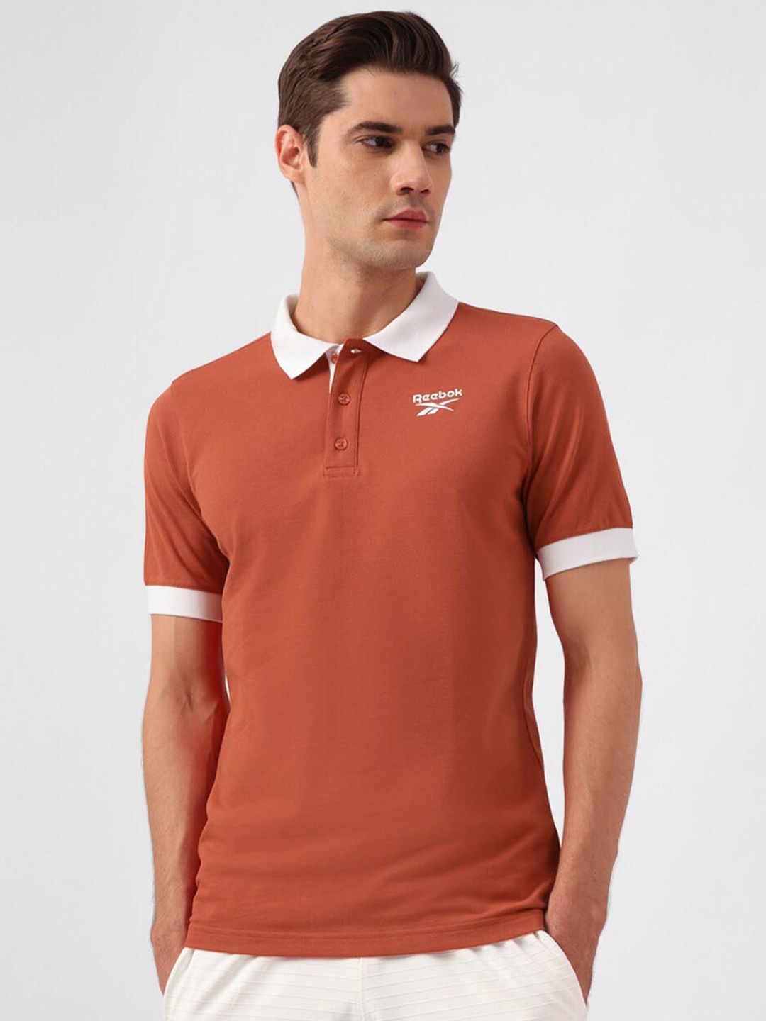 

Reebok Slim-Fit Fnd Neo Cot Polo Collar T-Shirt, Brown