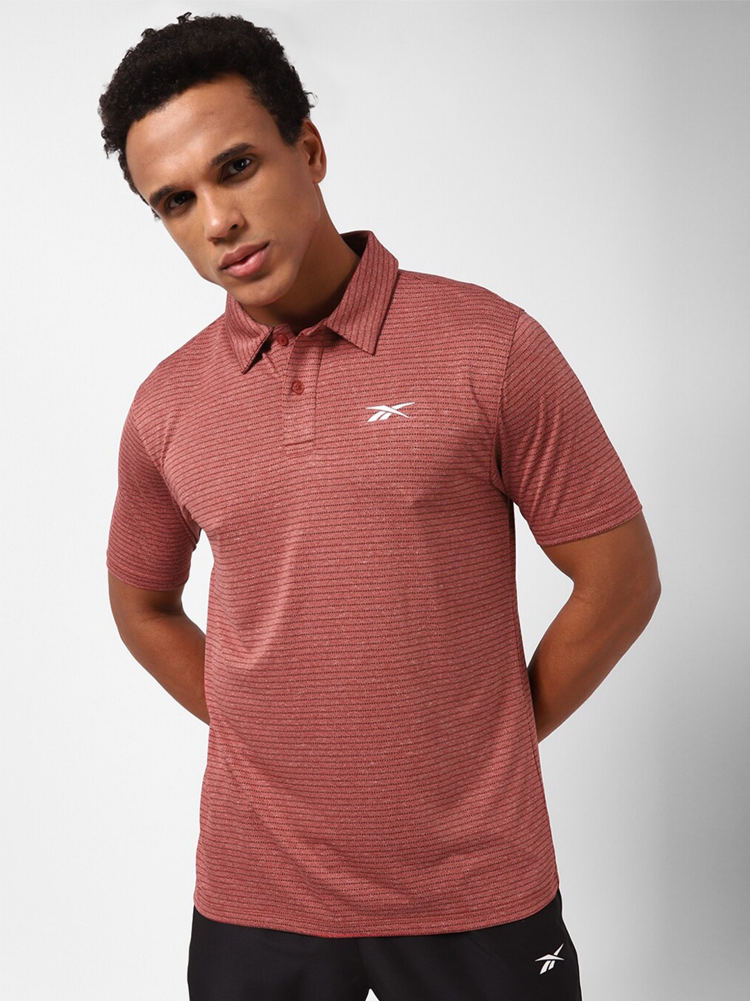 

Reebok Printed Slim-Fit Ess Polo Collar T-Shirt, Red