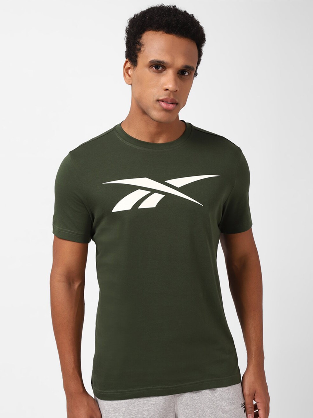 

Reebok Gs Vector Printed Pure Cotton Slim-Fit T-Shirt, Green