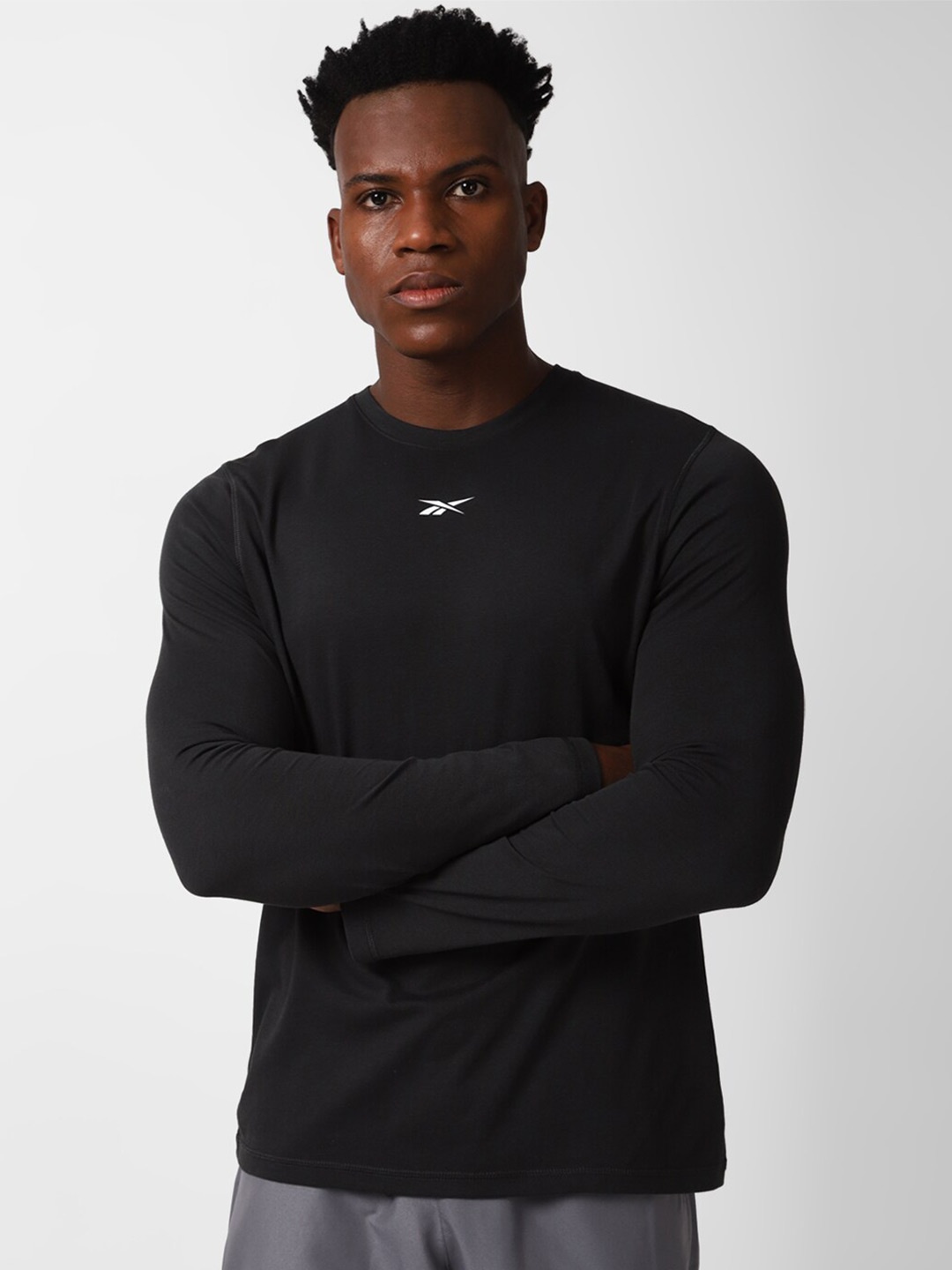 

Reebok Train Sup Ls Long Sleeves Slim-Fit Round Neck T-Shirt, Black