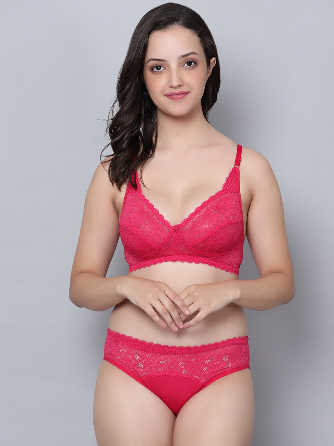 

Aimly Self-Design Cotton Lace Lingerie Set, Magenta