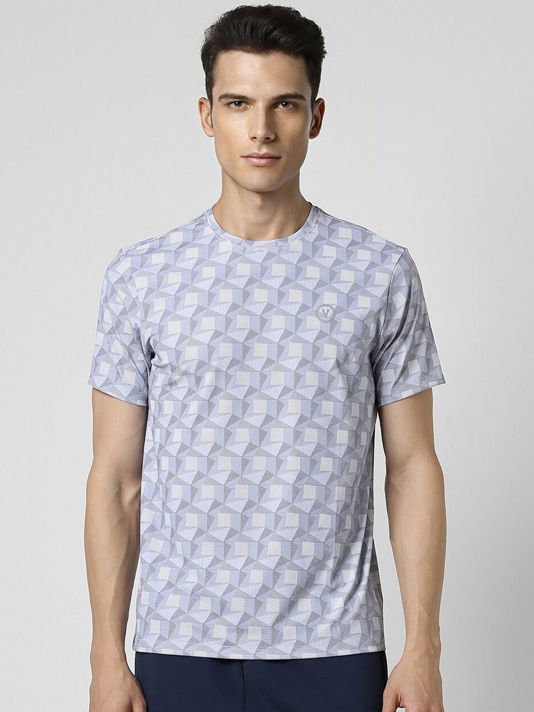 

Van Heusen Flex Geometric Printed Slim Fit T-shirt, Grey