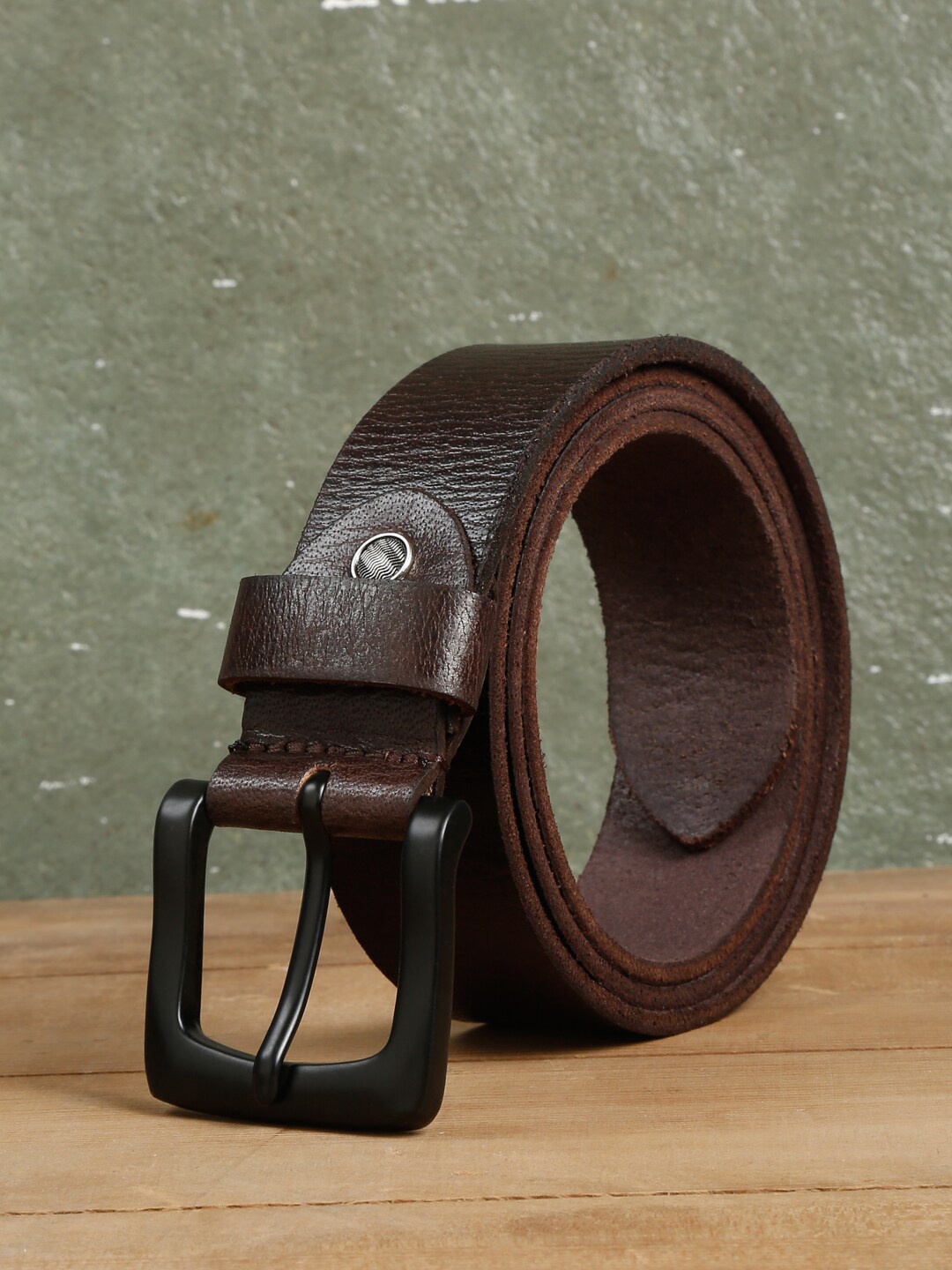 

Teakwood Leathers Men Textured Leather Belt, Brown