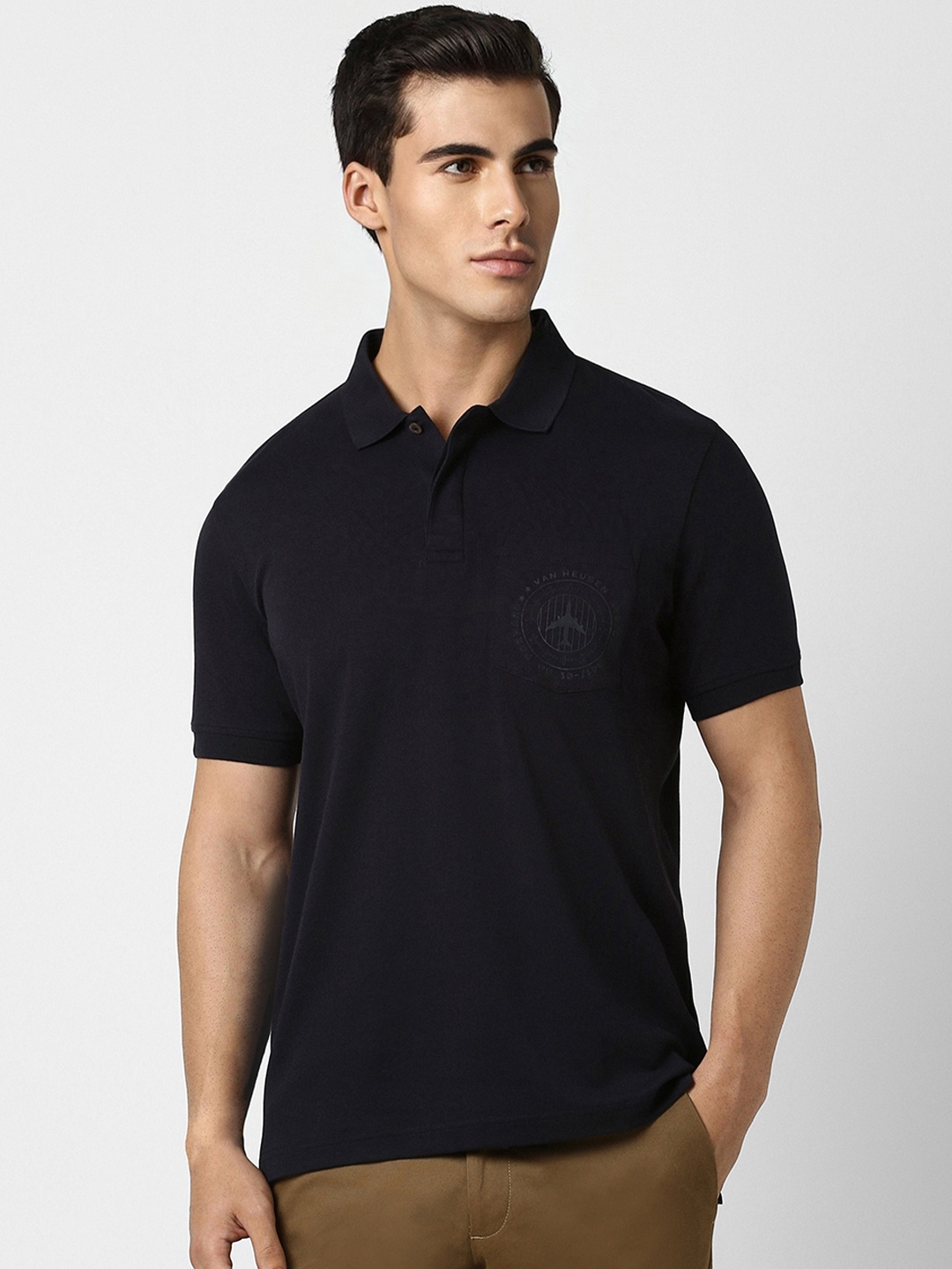 

Van Heusen Sport Men Black Polo Collar T-shirt