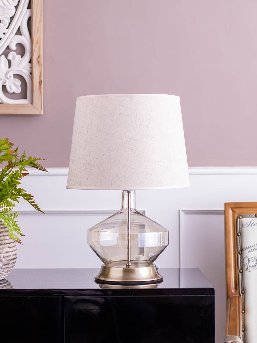 

THEDECORKART Beige & Gold Toned Metal Table Lamps