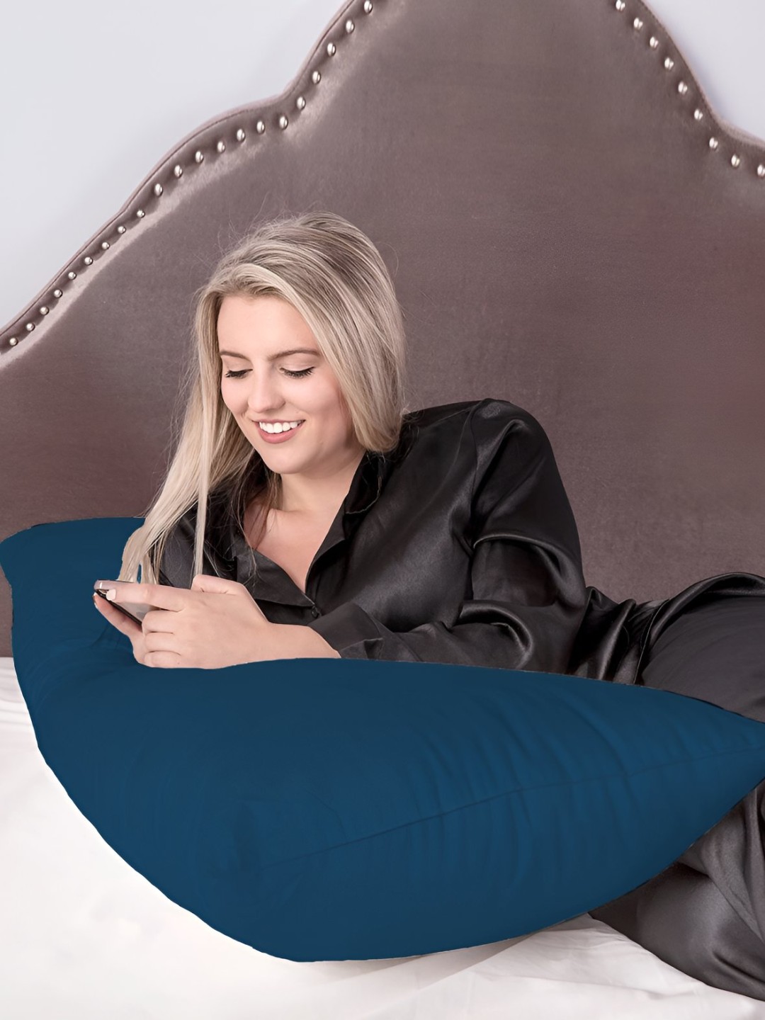

Mom's Moon Blue Fibre Filled Cotton Lightweight Sleeping Pillow