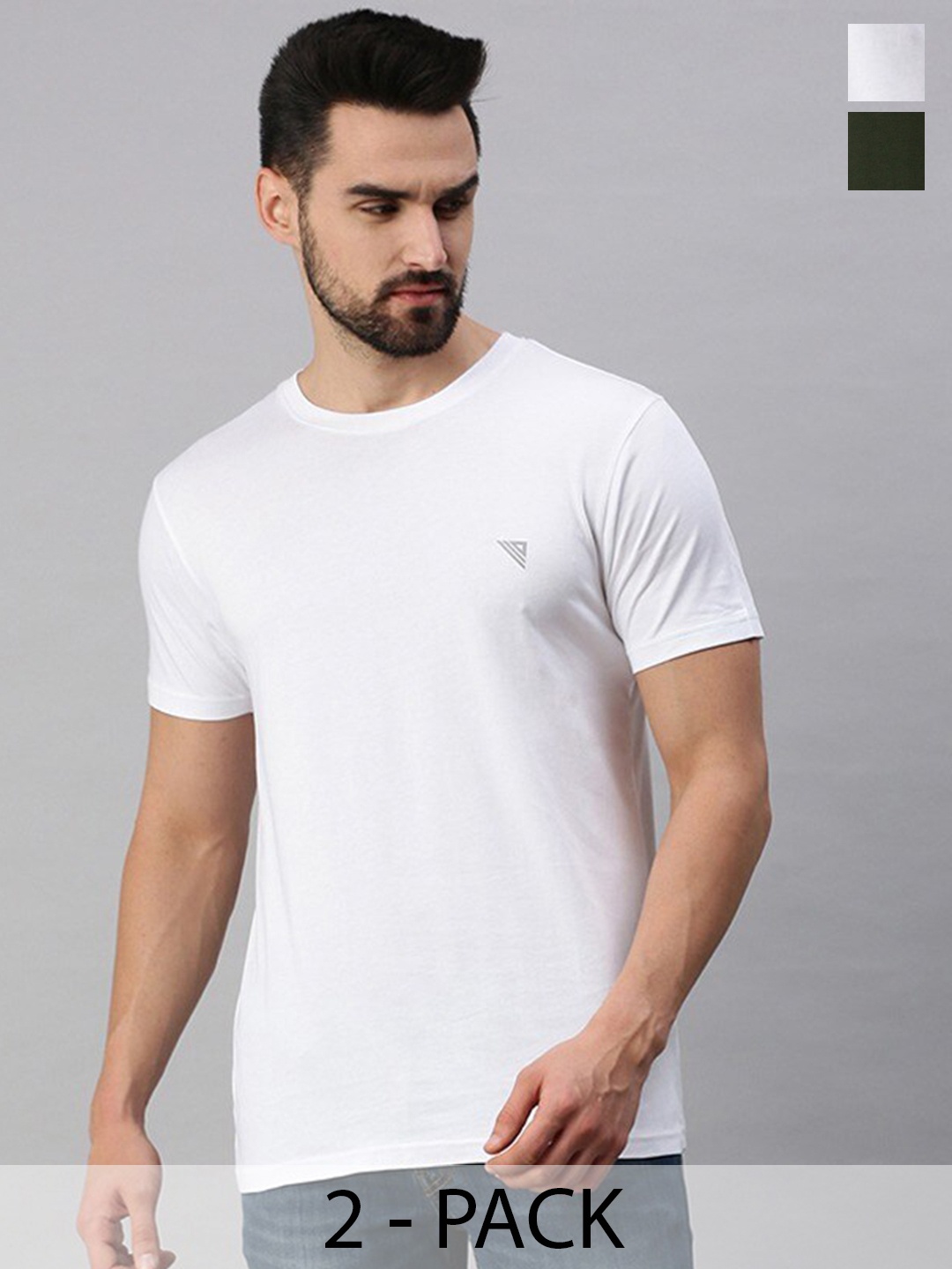 

Ramraj Pack of 2 Short Sleeves Round Neck Regular Fit Cotton T-Shirts, White