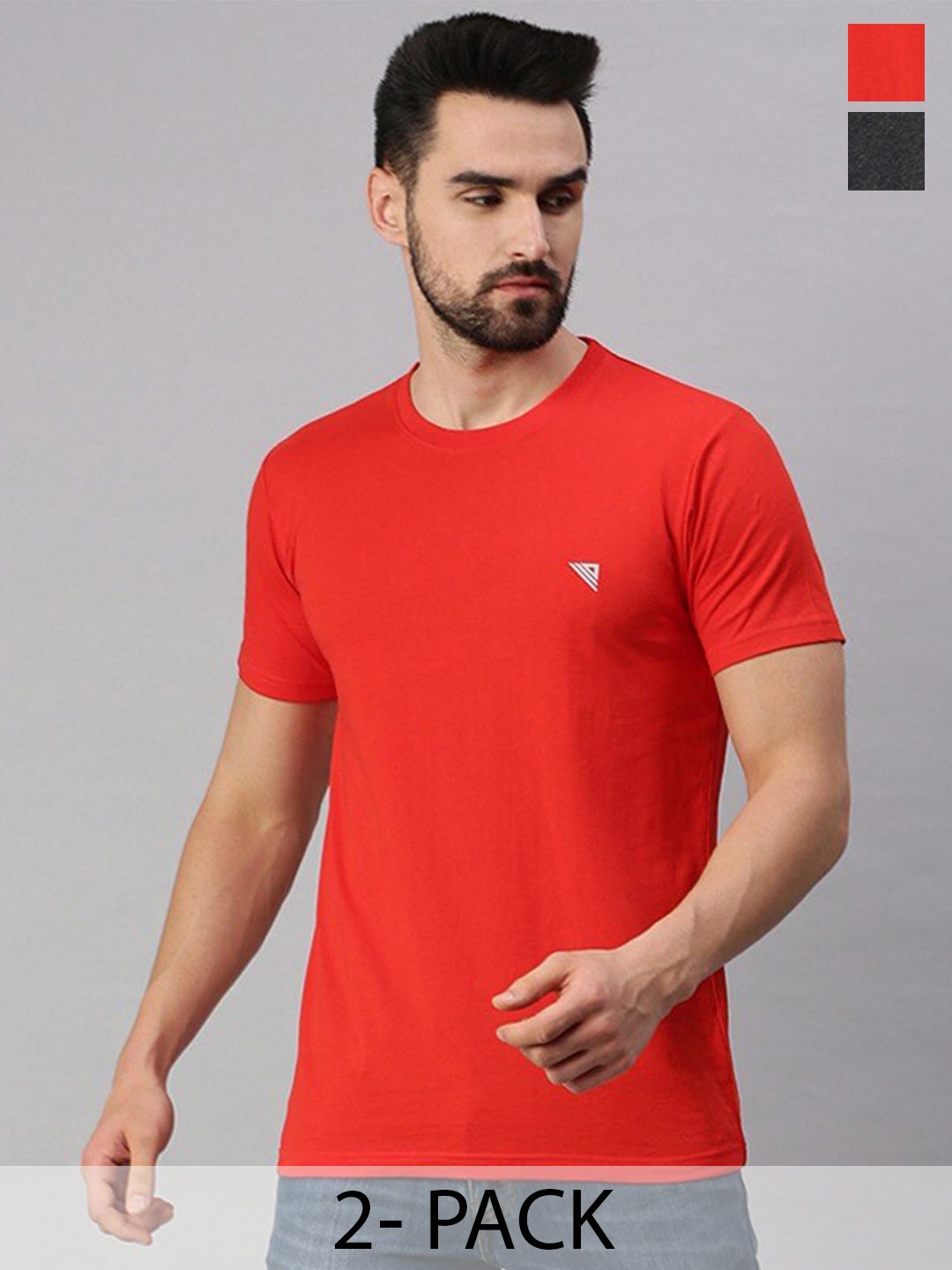 

Ramraj Pack Of 2 Round Neck Regular Fit Short Sleeves Cotton T-shirts, Red