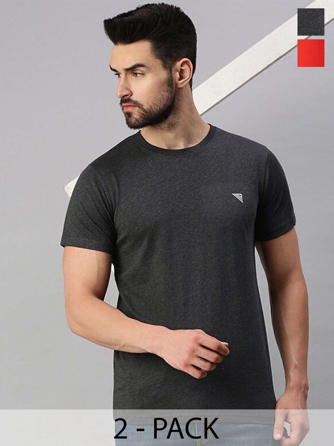 

Ramraj Pack Of 2 Round Neck Regular Fit Short Sleeves Cotton T-shirts, Red