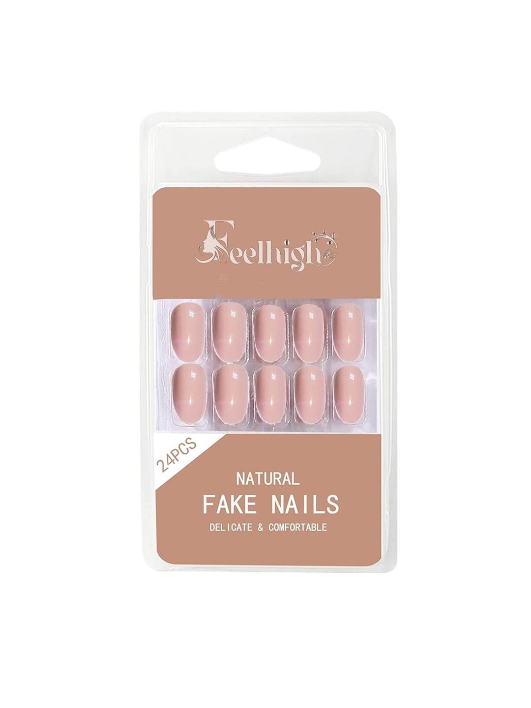 

FEELHIGH 24-Pcs Stick On Waterproof Press On Nails - 04, Nude