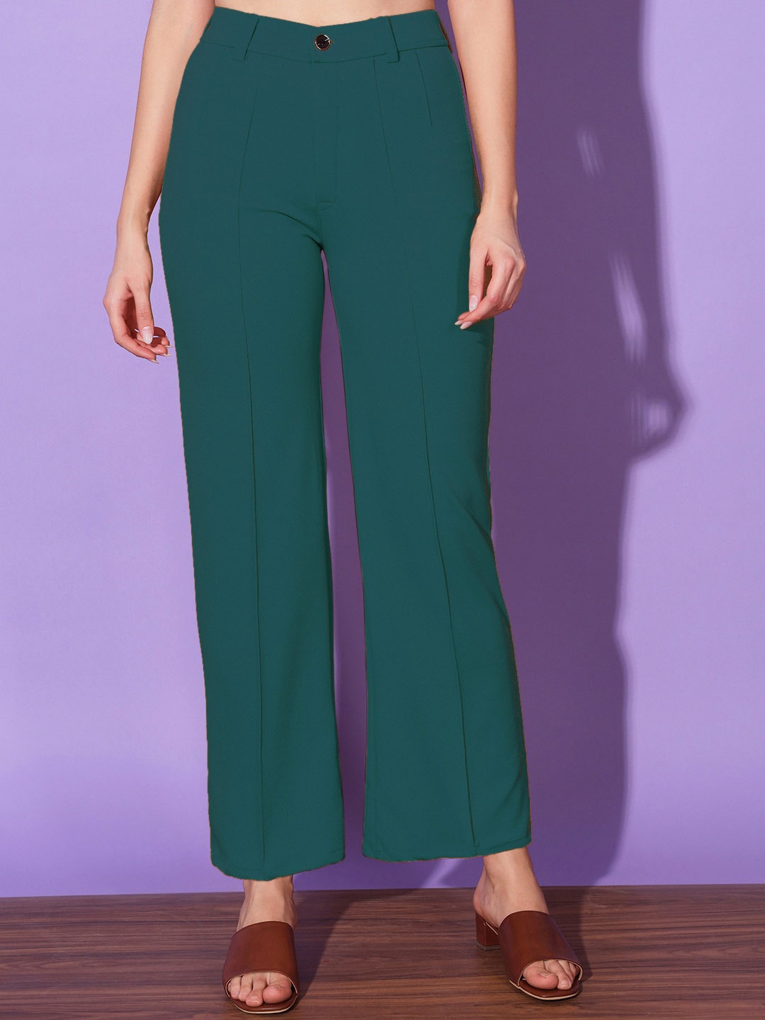 

BUY NEW TREND Women Mid-Rise Relaxed Parallel Trouser, Green