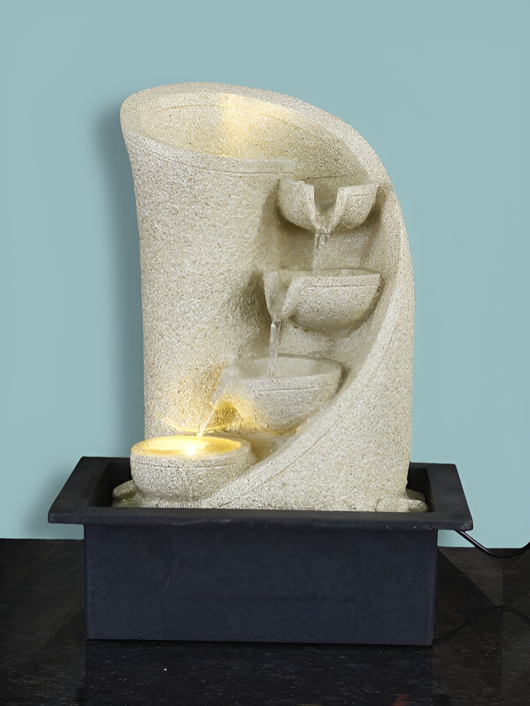 

Heritage India Cream 4 Steps Diyas Water Fountain