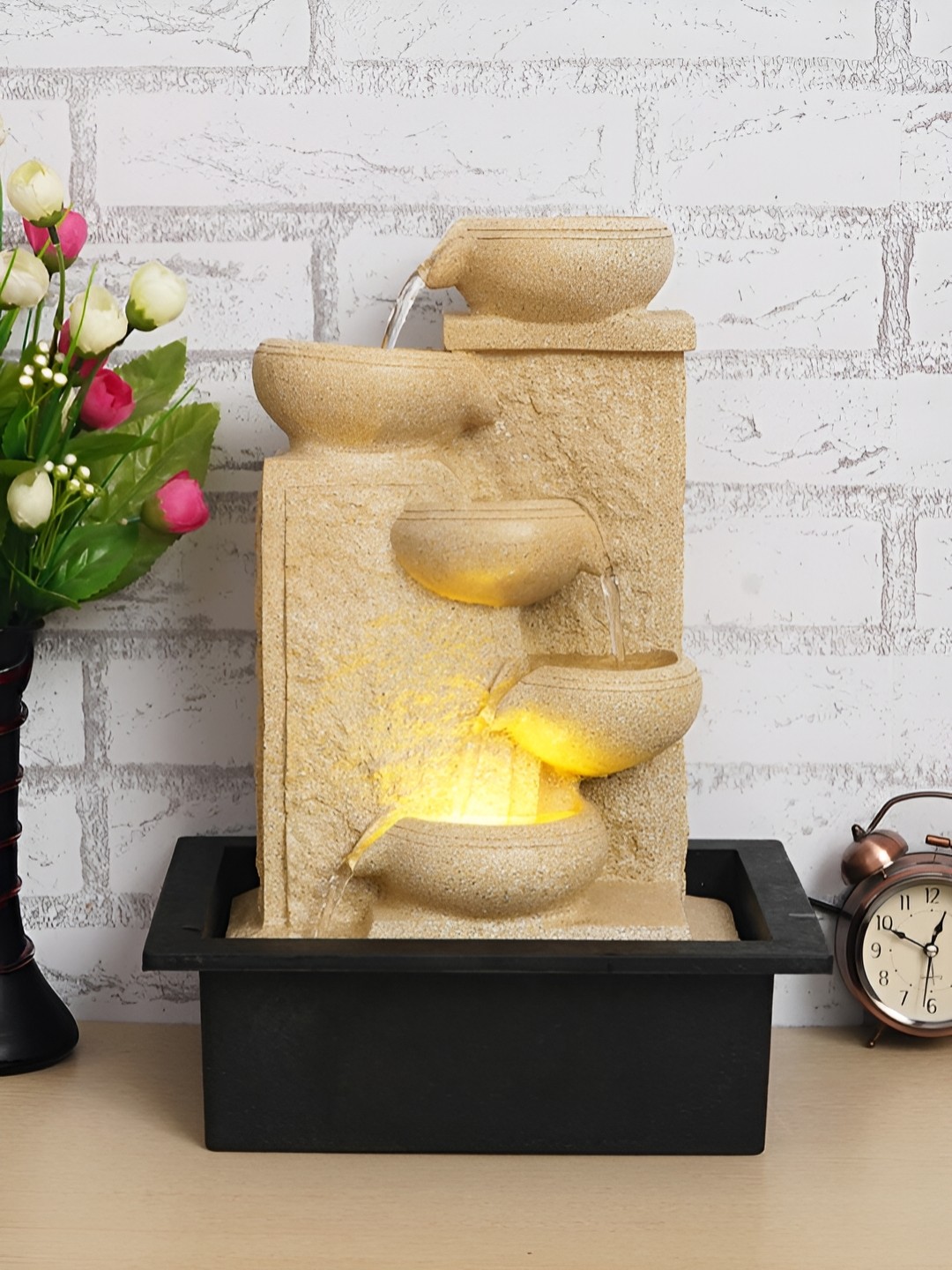 

Heritage India Cream-Coloured 5 Diya Tiers Water Fountain