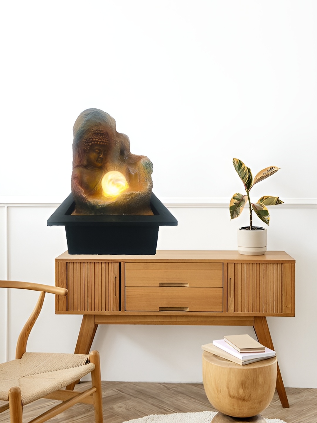

Heritage India Brown & Yellow Textured Buddha Idol Water Fountain