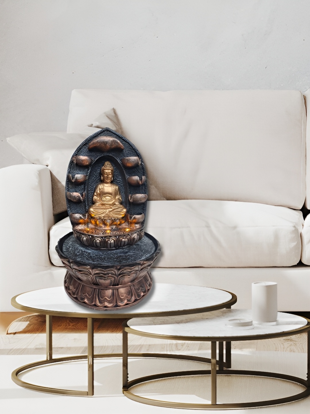 

Heritage India Brown & Golden Textured Buddha Idol Water Fountain, Gold