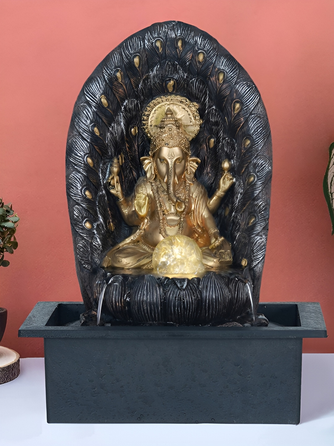 

Heritage India Brown & Gold Toned Textured Ganesh Idol Water Fountain
