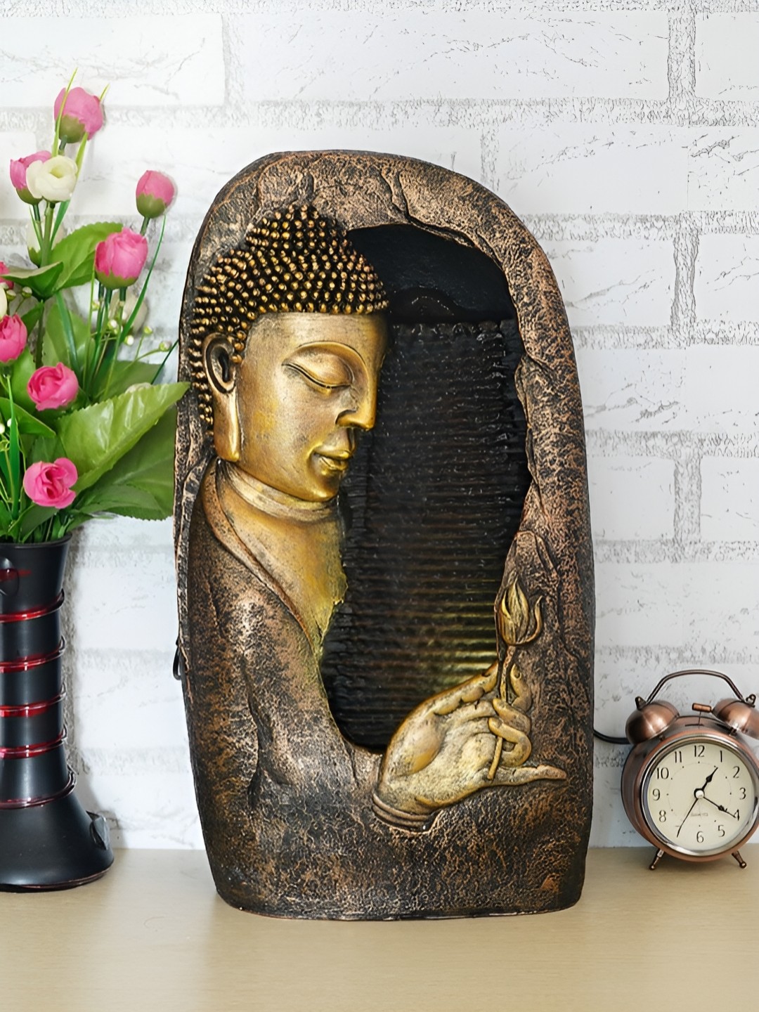 

Heritage India Brown and Gold Toned Buddha Design Waterfall Fountain
