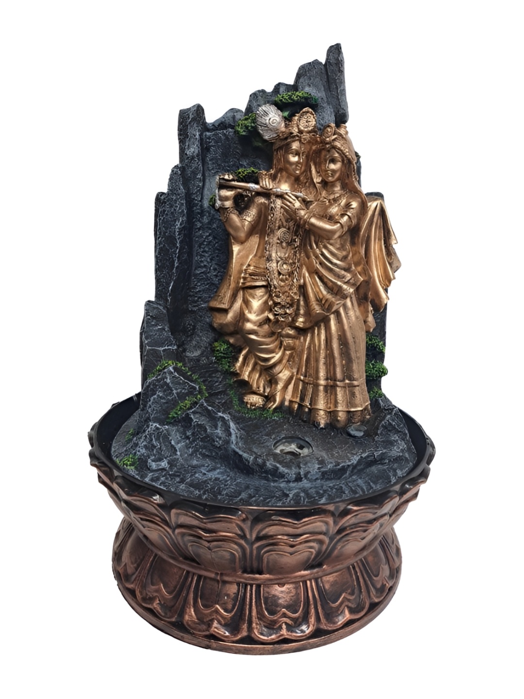 

Heritage India Gold Toned and Grey Radha Krishna Design Waterfall Fountain
